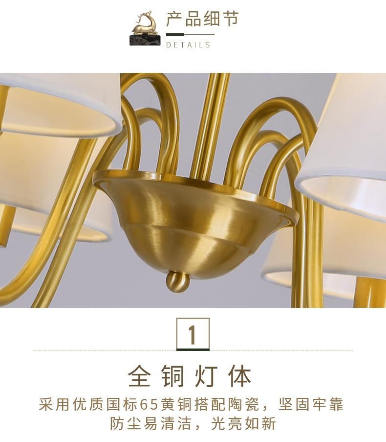 Dining Room High Ceiling Hanging Light Restaurant K9 Copper Large Modern Pendant Droplight for Living Room