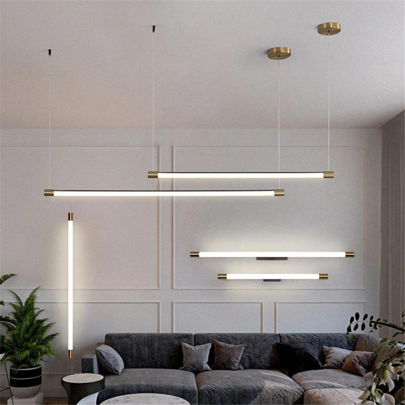 Restaurant Pendamt Lamp Dining Room Bar Long Strip LED Hanglamp Modern Indoor Home Decor Kitchen Pendant Light