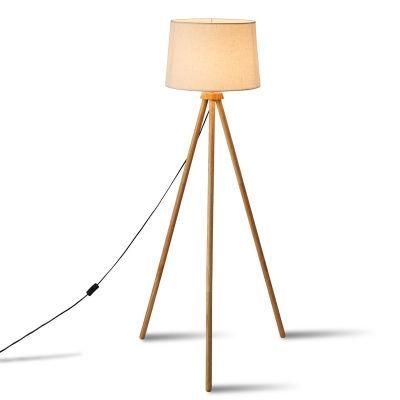 LED Modern Light Luxury Floor Lamp Indoor Wooden Foot Standing Lamp Bedroom Lighting