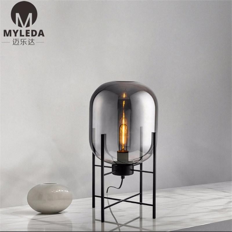 Modern Carbon Steel Glass Home Table Light