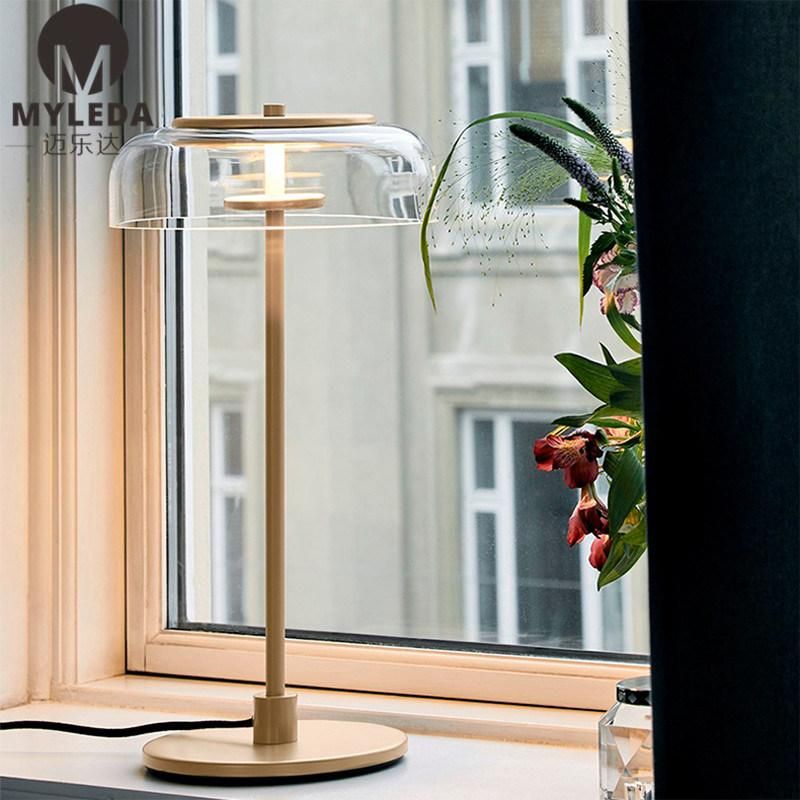 Hotel Modern Transparent Glass Table Desk Lamp for Hotel Project