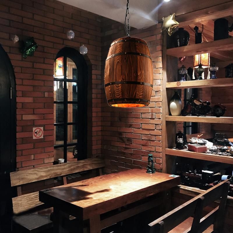 Winery Creative Restaurant Decoration Wine Barrel Light Solid Wood Barrel Chandelier (WH-VP-142)