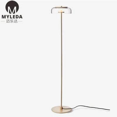 Morden Brass Clear Glass Shade Standing Reading Floor Lamp