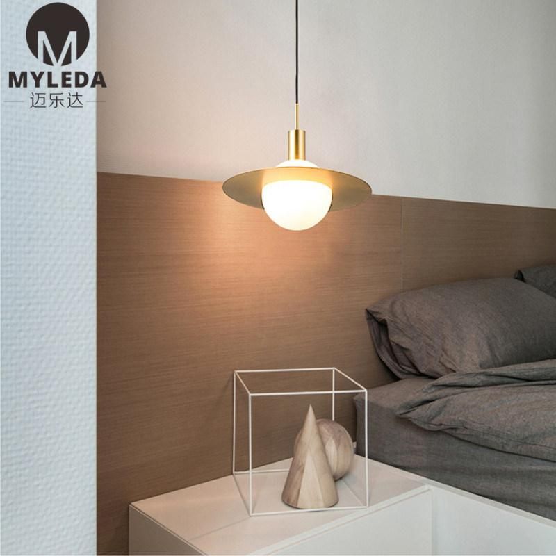 Modern Luxury Brass Metal White Glass Round Ball Pendant Light