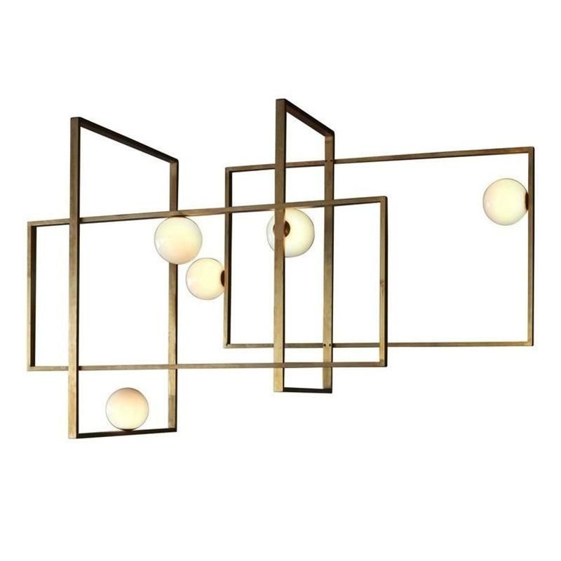 Modern Loft Iron Art Geometric Square Ceiling Light Minimalist Creative Retro Industrial Style Glass Ball LED G9 Lighting