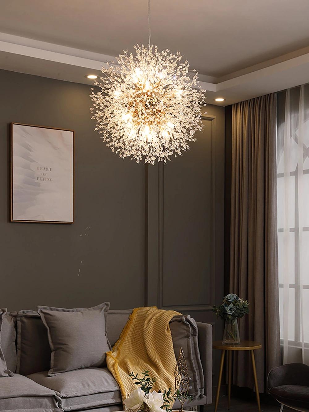 Modern Crystal LED G9 Dandelion Chandelier Lighting for Dining Room / Restaurant / Shops