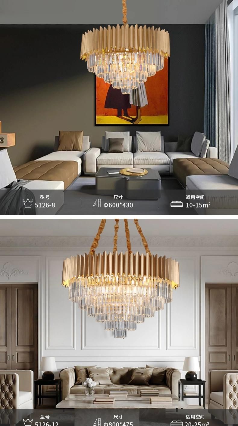 LED Modern Decorative Crystal Glass Chandelier Ceiling Hotel Indoor Hanging Pendant Light