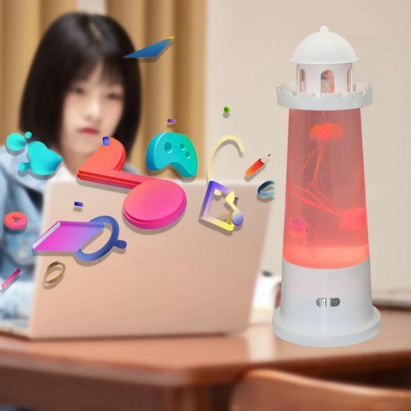 Tianhua Cute Novelty Jellyfish Novelty Lava LED Tower Mood Night Lamp Aquarium.