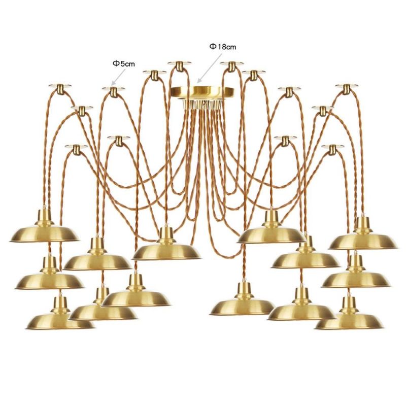 Modern Lamp Living Room Hotel All Brass Light LED Chandelier Pendant Brass Lamp