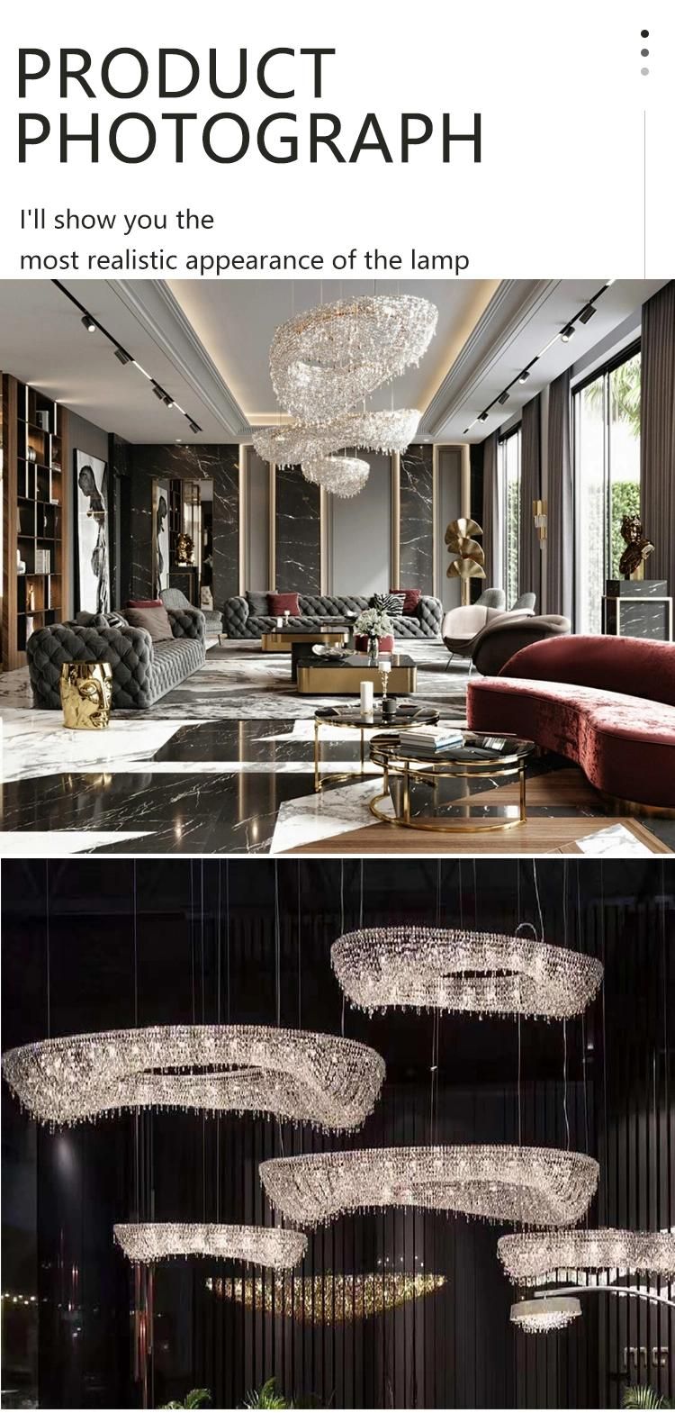 Good Quality Decorative Commercial Hotel Staircase Show Room Custom Crystal Chandelier