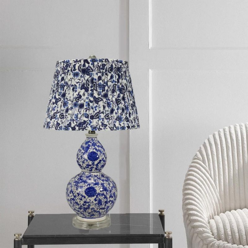 Factory Direct Wholesale Blue Floral Pattern Indoor Lighting Table Lamp Ceramic Lamp Porlain Light