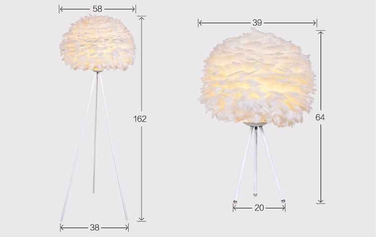 LED Floor Lamp Modern Tripod White Feather Floor Lamp Living Room Reading Lamp Bedside Floor Lamp (WH-MFL-27)