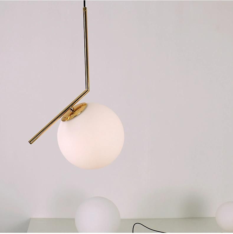 White Round Glass Balls Pendant Light for Living Room Bedroom Hanging Lamp Pendant Light