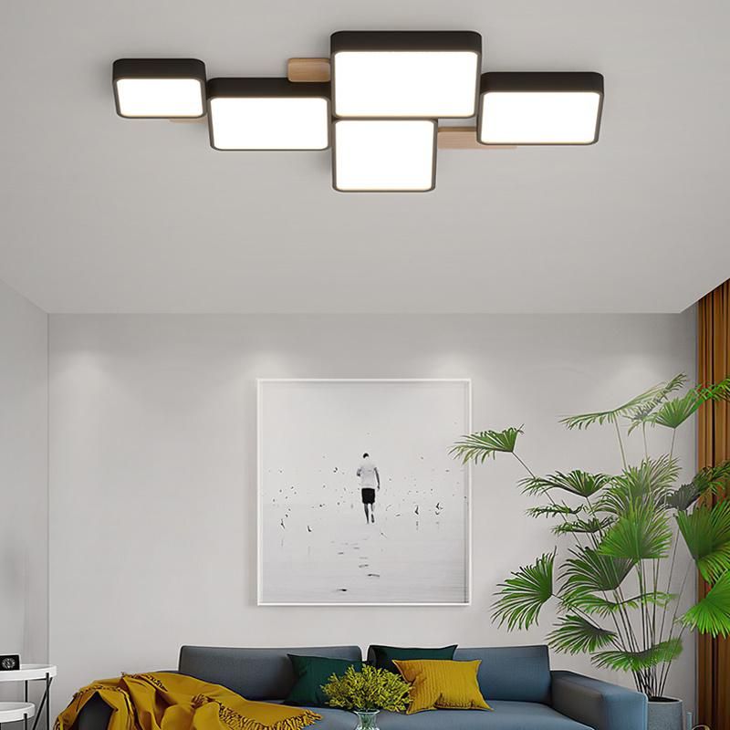 Living Room Lamp Geometry LED Bedroom Lamp Warm Simple Modern Dining Room Ceiling Light