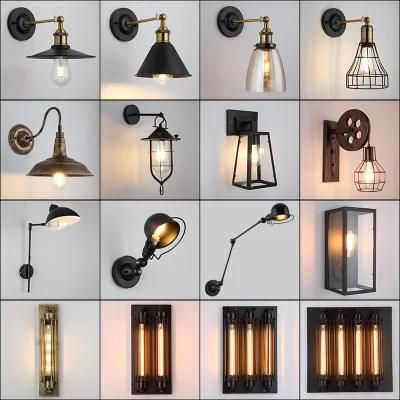 Home Retro Wrought Iron Wall Lamp Bar Three-Head Candle Crystal Wall Lamp