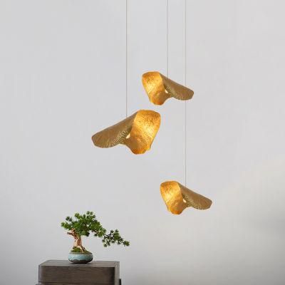 Creative Golden Lotus Leaf Chandelier Restaurant Bedside Lighting &amp; Q Pendant Lamp Shades Pendant Light Bulbs
