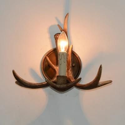 Antique Deer Antler Wall Lamp in Restaurant Bedroom Vintage Resin Wall Sconce Lamp (WH-VR-69)