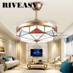 Stealth Copper Lampshade Ceiling Fan Lights for Restaurant Living Room