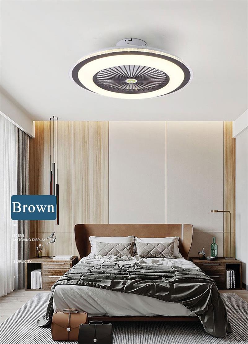 Modern Minimalist Indoor Lighting Round Hidden LED Remote Control Ceiling Fan