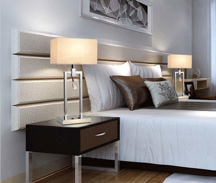 So Practical Modern Chrome Bedside 3W LED Wall Sconces Lamp Lights with Fabric Shade for Hotel or Home Bedroom