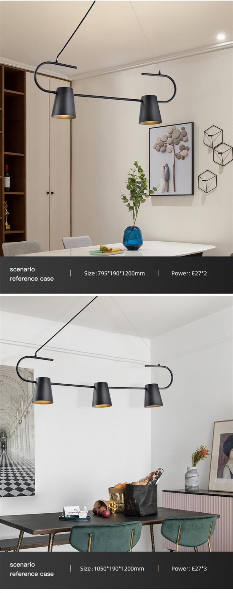 Tiffany Style Simple Black Color Chandeliers Modern Decoration Indoor Living Room Hanging LED Pendant Light