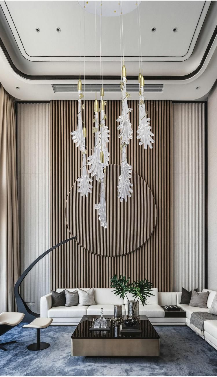 High Quality Stairway Villa Department Store Custom Project White Glass Luxury Chandelier