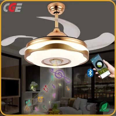 Ceiling Fan Bluetooth Brushless Motor Ceiling Fan with Hidden Blades Decorative Ceiling Fan with LED Light