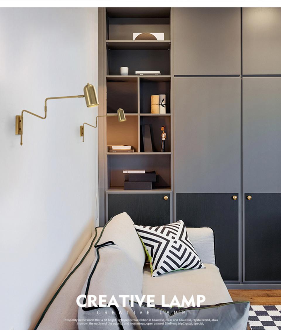 Adjustable Long-Arm Retractable Wall Lamp Creative with Switch Reading Bedside Retractable Light (WH-OR-49)
