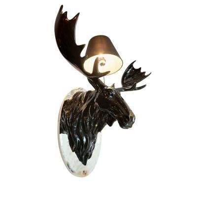 2021 Nordic Decorative Antlers Antique Rustic Country Village Lamps LED Golden Deer Head Resin Crystal Glass Wall Mounted Lights