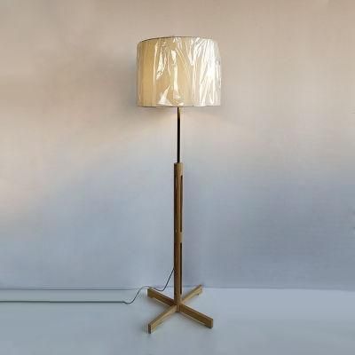 Wood Body and Metal God with Fabric Shade Floor Lamp.