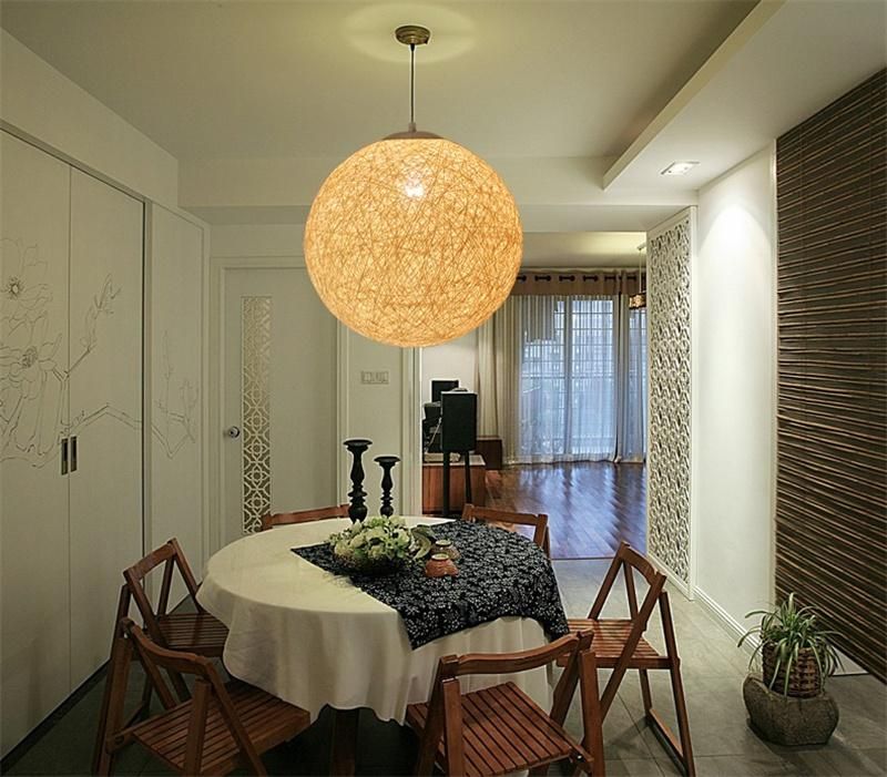 Rattan Hemp Ball Restaurant Modern Minimalist Casual Mood Chandelier Clothing Store Bar Bedroom Lamp Hemp Rope Chandelier