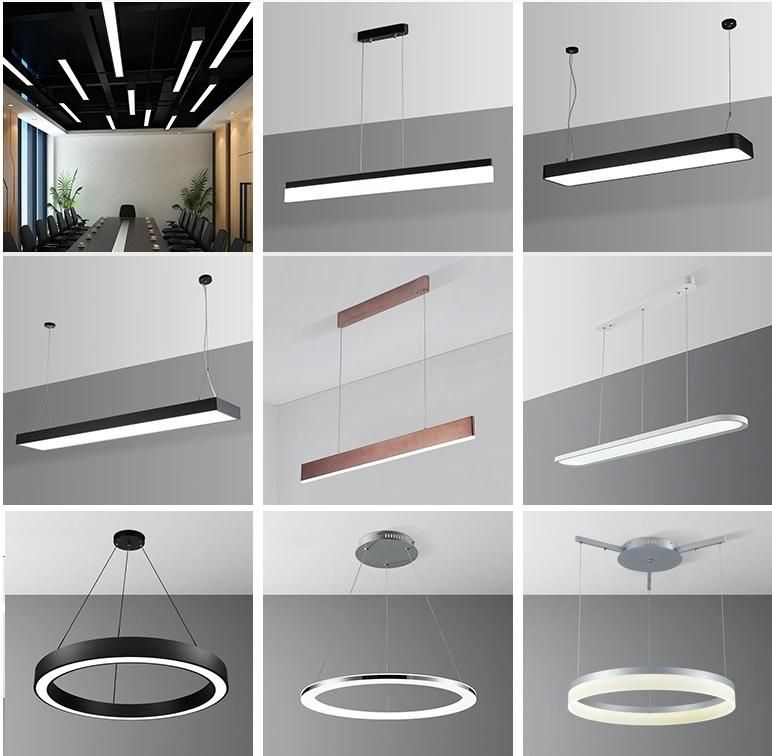 Round Dimming LED 5000K Pendant Lights Hanging Light Office Linear Light with The Flat Cover Zf -Cl-076