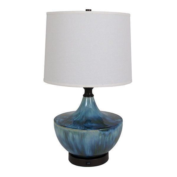Antique Metal Base and Ceramic Lamp Body Table Lamp.
