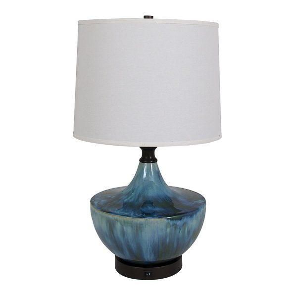 Antique Metal Base and Ceramic Lamp Body Table Lamp.