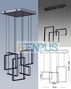 3 Heads/4 Heads/5 Heads Modern Simple Square Ceiling Lamp pendant Lamp for Hotel Project Dining Room Office.