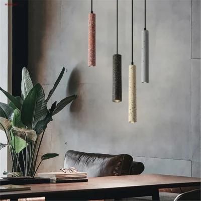 Postmodern Long Pendant Light Industrial Tube Terrazzo Cement Lights for Bar Cafe Loft Concrete pendant Lamp (WH-AP-117)