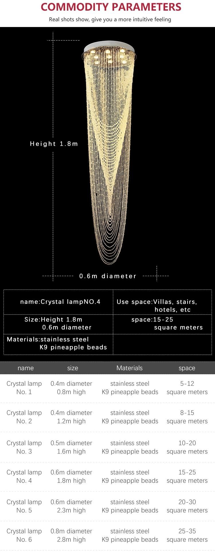 New Design Custom Light Luxury Staircase Hall Hotel Glass Non-Standard LED Chandelier Lamp