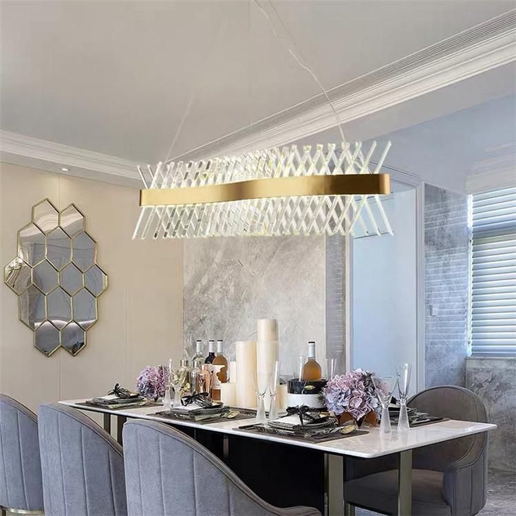 Wholesale Rectangle Crystal Chandelier Lighting Hanging Crystal Pendant Lamp for Living Room