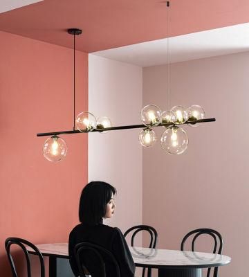 Modern Simple Glass Chandelier in Living Room