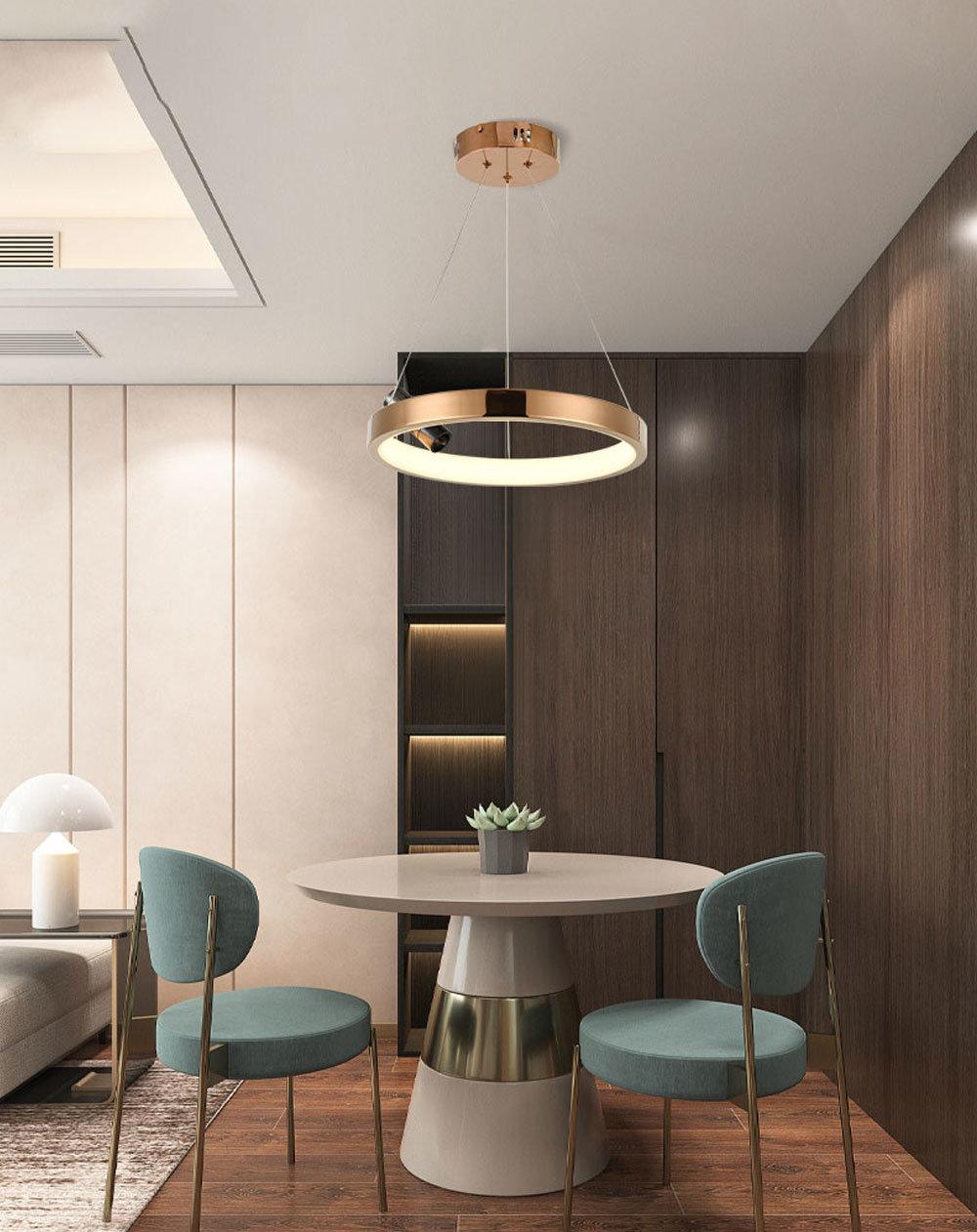 LED Circular Decorate Pendant Hanging Ring Bedroom Living Room Bar Hotel Modern Chandeliers Light