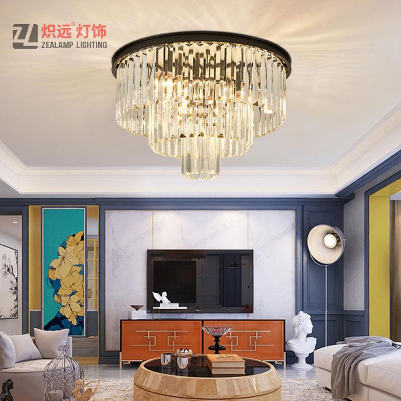 Golden Metal Lighting Living Room Pendant Lamp Crystal Chandelier
