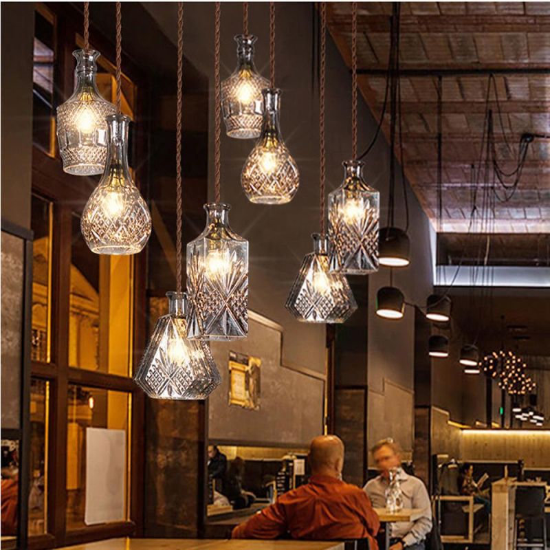 Creative Retro Pendant Light for Bar Living Room Bedroom Freya Classic Elegant Carved Glass Pendant Light (WH-AP-321)