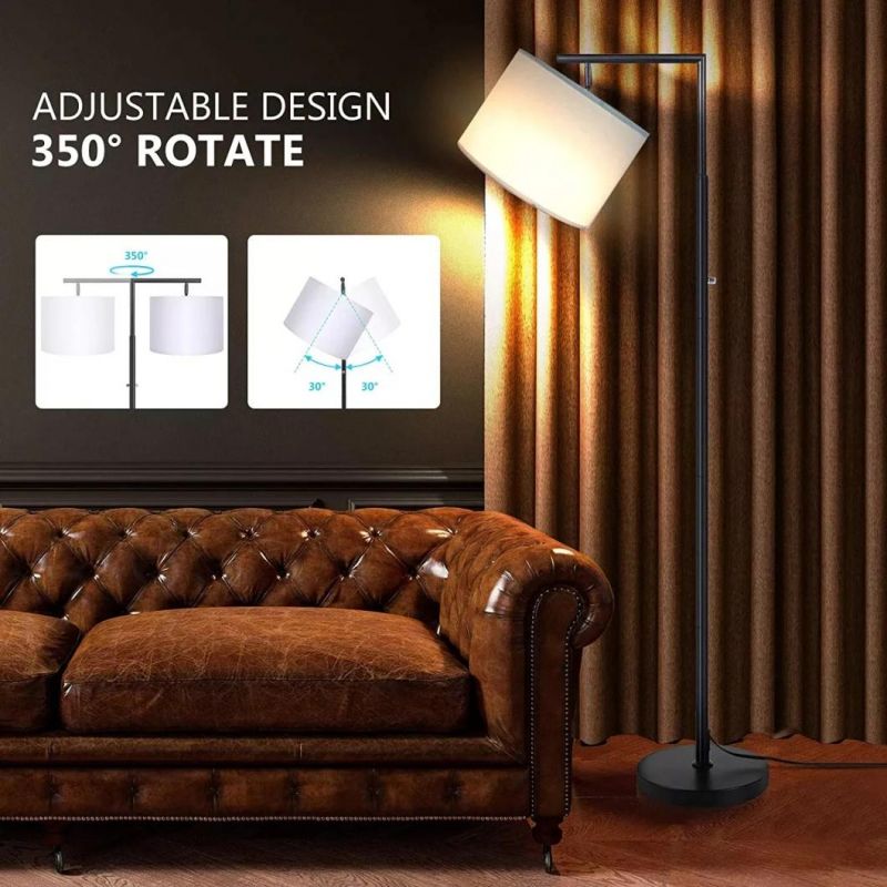 Stepless Brightness &4 Color Temperature Modern Standing Shade LED Floor Lamp with Remote & Rotary Switch Control