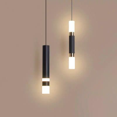 Modern Bar Pendant Light Linear Aluminum Black Cylinder Decorative Ceiling Hanging Lamp Commercial 11W LED Pendant Light