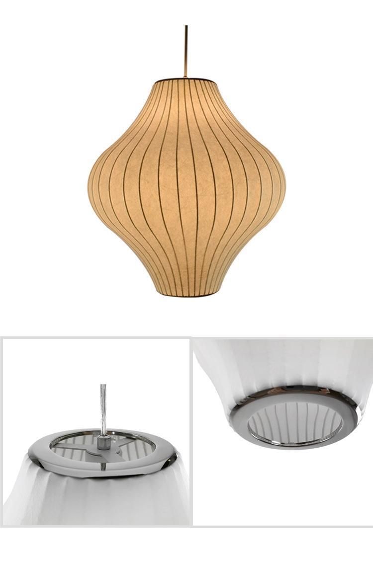 Simple Fashion Modern Living Room Silk Hanging Lamp Chinese Traditional Cocoon Lantern Shade Pendant Light