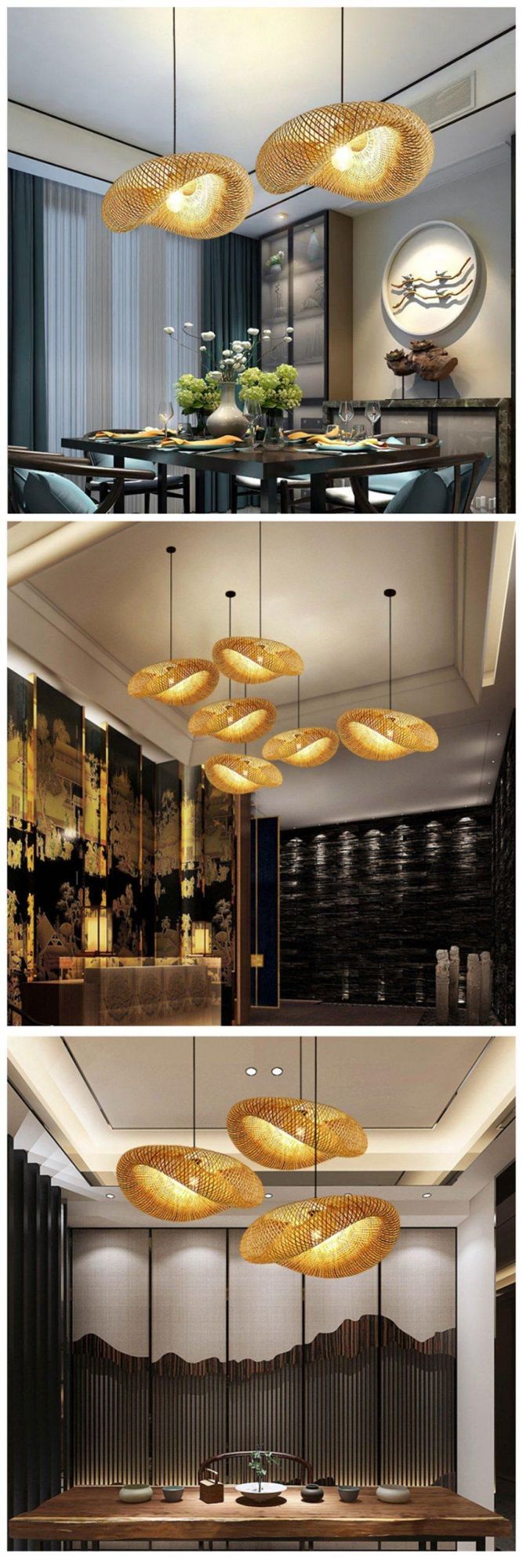 Bamboo Japanese Creative Chandelier Indoor Restaurant Living Room Lobby Lamps