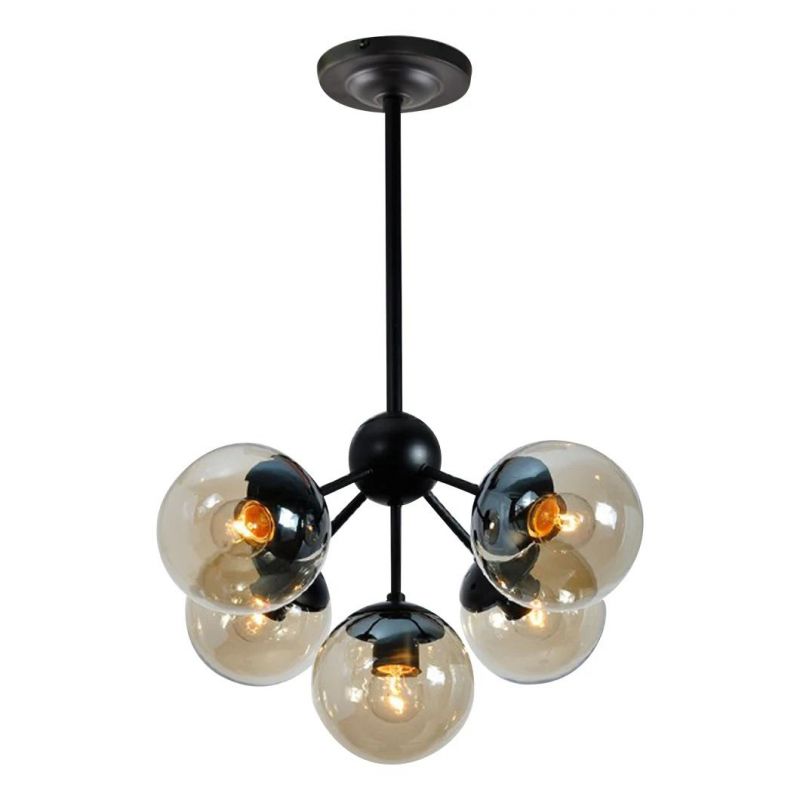 Nordic Clear Globe Glass 5 Heads Branching Decorative Indoor Magin Bean Pendant Lamp