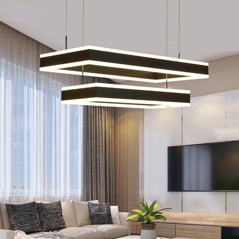 Square Hanging Light Fixture Indoor Home Pendant LED Light (WH-AP-12)