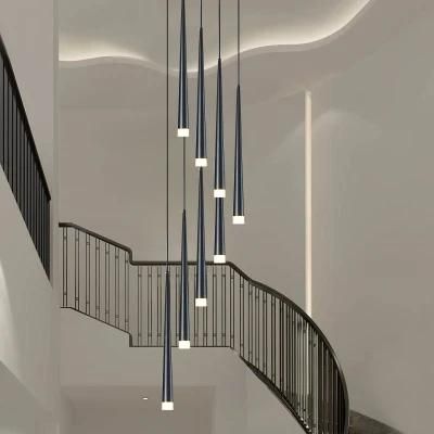 Staircase Chandelier Lamp Tube Style Modern Contracted Pendant Lamp Light