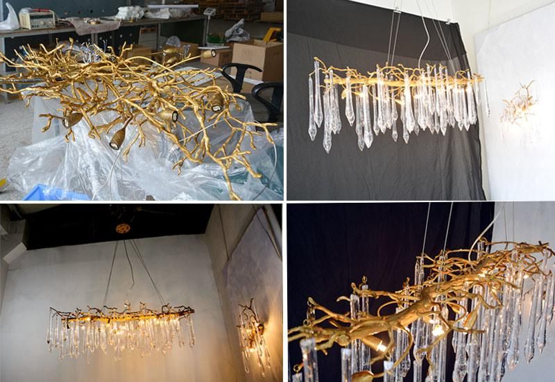 Modern Hotel Copper Crystal Chandelier Lighting for Hotel Lobby, Restaurant, Coffee Club